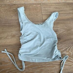 Light Blue Lace Trim Tank Top